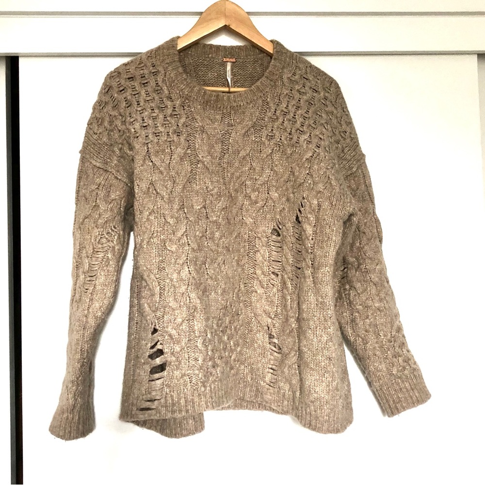 Alpaca blend distressed sweater